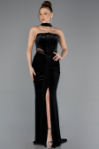 Abendkleid Lang Samt Schwarz ABU5437