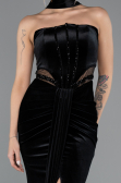 Abendkleid Lang Samt Schwarz ABU5437