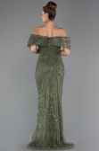 Abendkleid Lang Perlenbesetzt Khaki ABU5371