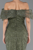 Abendkleid Lang Perlenbesetzt Khaki ABU5371