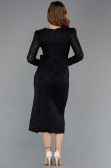 Partykleid Midi Perlenbesetzt Schwarz ABK2466