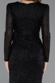 Partykleid Midi Perlenbesetzt Schwarz ABK2466