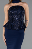 Abendkleid Lang Chiffon Marineblau ABU5457