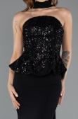 Abendkleid Lang Chiffon Schwarz ABU5457