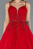 Designer Abendkleid Lang Chiffon Rot ABU5465