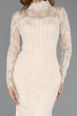 Designer Abendkleid im Meerjungfrau-Stil Lang Spitze Gold ABU5462