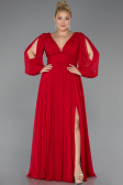 Kleider in Großen Größen Lang Chiffon Rot ABU1988