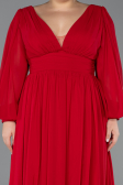 Kleider in Großen Größen Lang Chiffon Rot ABU1988