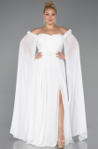 Kleider in Großen Größen Lang Chiffon Weiß ABU3464
