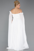 Kleider in Großen Größen Lang Chiffon Weiß ABU3464