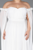 Kleider in Großen Größen Lang Chiffon Weiß ABU3464