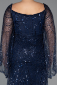 Abendkleid in Übergröße Lang Perlenbesetzt Marineblau ABU5067