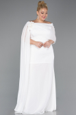 Abendgarderobe in Großen Größen Lang Chiffon Weiß ABU5419