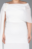 Abendgarderobe in Großen Größen Lang Chiffon Weiß ABU5419
