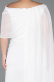 Abendgarderobe in Großen Größen Lang Chiffon Weiß ABU5419