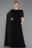 Abendgarderobe in Großen Größen Lang Chiffon Schwarz ABU5419