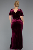 Weinrot Einladung Und Abendkleid İn Übergröße Samt Lang ABU4317