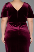 Weinrot Einladung Und Abendkleid İn Übergröße Samt Lang ABU4317