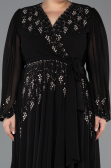 Abendkleid in Übergröße Lang Chiffon Schwarz ABU5360