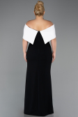 Schwarz-Weiß Abendkleid İn Übergröße Lang ABU3945
