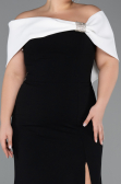 Schwarz-Weiß Abendkleid İn Übergröße Lang ABU3945