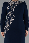 Hijab-Kleid İn Übergröße Lang Marineblau ABU5395