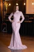 Designer Abendkleid im Meerjungfrau-Stil Lang Spitze Puder ABU5462