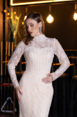 Designer Abendkleid im Meerjungfrau-Stil Lang Spitze Gold ABU5462