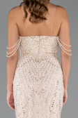 Abendkleid Lang Perlenbesetzt Beige ABU5477