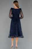 Partykleid Midi Perlenbesetzt Marineblau ABK2469