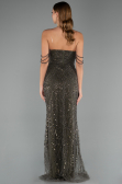 Abendkleid Lang Perlenbesetzt Khaki ABU5477