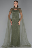 Abendkleid Lang Perlenbesetzt Khaki ABU5483