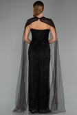 Abendkleid Lang Perlenbesetzt Schwarz ABU5483
