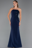 Abendkleid im Meerjungfrau-Stil Lang Marineblau ABU5485