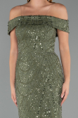 Abendkleid Lang Perlenbesetzt Khaki ABU5492