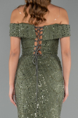 Abendkleid Lang Perlenbesetzt Khaki ABU5492