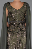 Abendkleid Lang Perlenbesetzt Khaki ABU5248