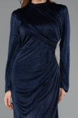 Hijab-Kleid İn Übergröße Lang Marineblau ABU5502