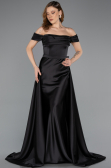 Abendkleid Lang Satin Schwarz ABU5507