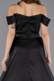 Abendkleid Lang Satin Schwarz ABU5507