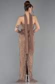Abendkleid Lang Perlenbesetzt Kupfer ABU5438