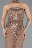 Abendkleid Lang Perlenbesetzt Kupfer ABU5438
