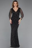 Abendkleid Lang Steinbesetzt Schwarz ABU5475