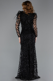Abendkleid Lang Schuppig Schwarz ABU5516