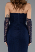 Abendkleid Lang Spitze Marineblau ABU5510