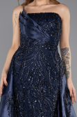 Abendkleid Lang Perlenbesetzt Marineblau ABU5511