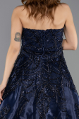 Abendkleid Lang Perlenbesetzt Marineblau ABU5511