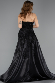 Abendkleid Lang Perlenbesetzt Schwarz ABU5511