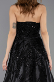 Abendkleid Lang Perlenbesetzt Schwarz ABU5511