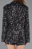 Partykleid Kurz Pailletten-Samt Schwarz-Silber ABK2481